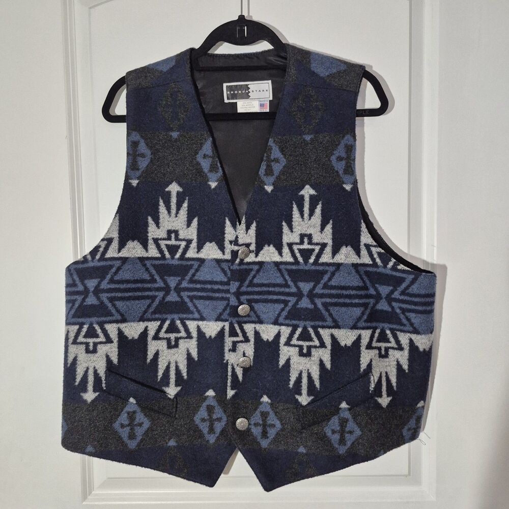 Vtg Rhonda Stark Wool Vest Southwestern Aztec Mens/Womens Sz XL Pendleton